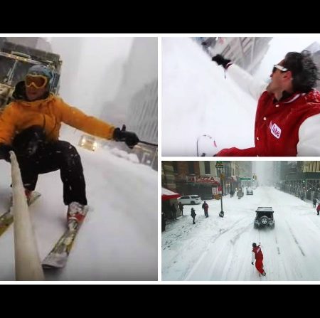 Youtuber έκανε snowboard στην χιονισμένη Νέα Υόρκη!